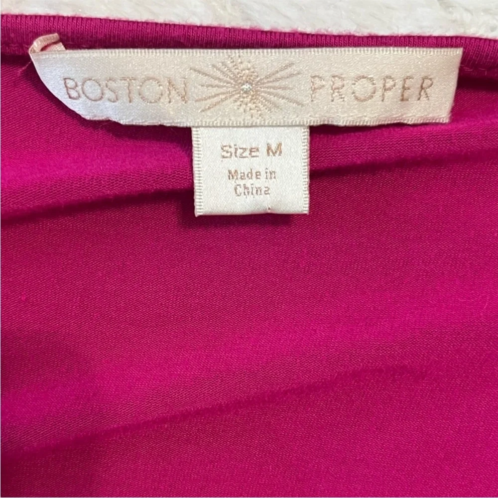 Boston Proper hot pink fringe maxi wrap dress, size Medium - Picture 5 of 5